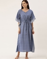 Shop Women Blue Printed Kaftan Night Dress