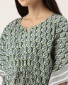 Shop Women Green & White Printed Kaftan Night Dress