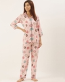 Shop Women Light Pink Printed Night Suit-Front