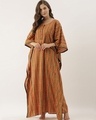 Shop Women Mustarad Printed Kaftan Night Dress
