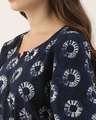 Shop Women Navy Blue & Offwhite Printed Kaftan Night Dress