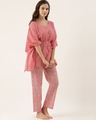 Shop Women Peach & Offwhite Print Kaftan Set Night Suit-Full