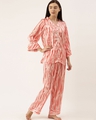 Shop Women Peach Satin Printed Night Suit-Full