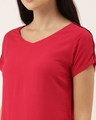 Shop Women Pink Rayon Solid Pocket Emb Night Dress