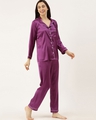 Shop Women Purple Solid Satin Night Suit-Full