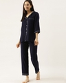 Shop Women Rayon Navy Blue Solid Night Suit
