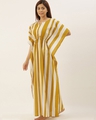 Shop Women Yellow Striped Print Kaftan Night Dress-Design