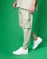 Shop Barely Beige Cargo Joggers-Front
