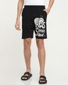 Shop Men's Black Bas 5 Min Aur Graphic Printed Shorts-Front