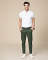Shop Basil Green Slim Fit Cotton Chino Pants-Full