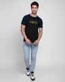 Shop Batman Camo Half Sleeve Raglan T-Shirt (BML) Navy Blue-Black-Design