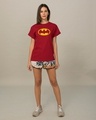 Shop Women's Red Batman Classic Logo Graphic Printed Boyfriend T-shirt-Design