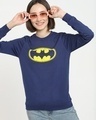 Shop Women's Blue Batman Classic Logo Graphic Printed Sweater-Front