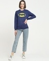 Shop Women's Blue Batman Classic Logo Graphic Printed Sweater-Full
