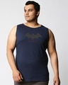 Shop Men's Blue Batman Outline Logo Graphic Printed Plus Size Vest-Front