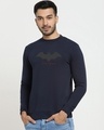 Shop Men's Blue Batman Outline Logo Graphic Printed Sweatshirt-Front