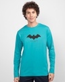 Shop Men's Blue Batman Outline Graphic Printed T-shirt-Front