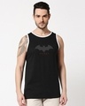 Shop Batman Outline Logo Round Neck Contrast Binding Vest-Front