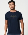Shop Batman Outline Logo Varsity Half Sleeve T-Shirt-Front