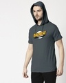 Shop Bazinga Sheldon Half Sleeve Hoodie T-Shirt Nimbus Grey-Front