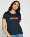 Shop Be A Rainbow Crewneck Varsity Rib T-Shirt-Front