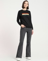 Shop Women's Black Be A Rainbow Typography Sweater-Full