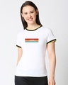 Shop Women's White Be a rainbow Typography Rib T-shirt-Front