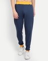 Shop Men's Blue Mid Rise Relaxed Fit Joggers-Front
