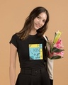 Shop Be Kind Colorblock Half Sleeve Printed T-Shirt Black-Front