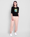 Shop Be Kind Colorblock Round Neck 3/4 Sleeve T-Shirt Black-Full