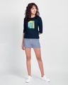 Shop Be Kind Colorblock Round Neck 3/4 Sleeve T-Shirt Navy Blue-Full
