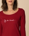 Shop Be Kind Flower Scoop Neck Full Sleeve T-Shirt-Front
