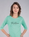 Shop Be Positive Lipstick Round Neck 3/4th Sleeve T-Shirt-Front