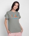 Shop Be You Stripes Boyfriend T-Shirt Meteor Grey-Front