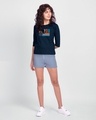 Shop Be You Stripes Round Neck 3/4 Sleeve T-Shirt Navy Blue-Full