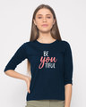 Shop Be-you-tiful Round Neck 3/4th Sleeve T-Shirt-Front