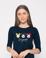 Shop Be Yourself Mickey 3/4th Sleeve Slim Fit T-Shirt (DL)-Front