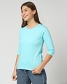 Shop Women's Beach Blue 3/4th Sleeve Slim Fit T-shirt-Design