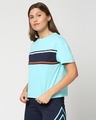 Shop Beach Blue Color Block Women's Short Top-Design