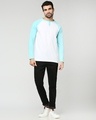 Shop Beach Blue Full Sleeve Henley Raglan T-Shirt