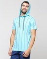 Shop Beach Blue Stripe Half Sleeve Hoodie T-Shirt-Design