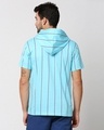 Shop Beach Blue Stripe Half Sleeve Hoodie T-Shirt-Full