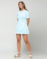 Shop Beach Blue Tie & Dye Print Flared Dress