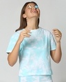 Shop Beach Blue Tie & Dye Print Short Top-Design