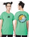 Shop Women's Green Beach Vibe Typography Boyfriend T-shirt-Front