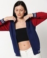 Shop Beacon Blue Varsity Bomber Jacket-Front