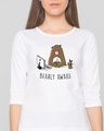 Shop Bearly Awake 3/4 Sleeve Slim Fit T-Shirt White-Front