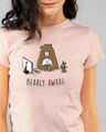 Shop Bearly Awake Half Sleeve Printed T-Shirt Baby Pink  -Front