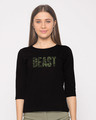 Shop Beast Camouflage Round Neck 3/4th Sleeve T-Shirt-Front