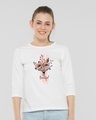 Shop Beautiful Flowers Round Neck 3/4th Sleeve T-Shirt-Front